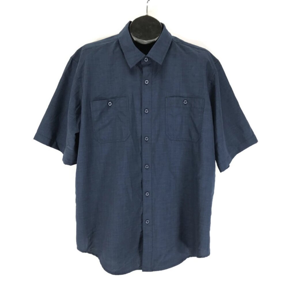 Orvis Short Sleeve Button Up Shirt Men's Size XXL Blue Outdoor Casual Workwear